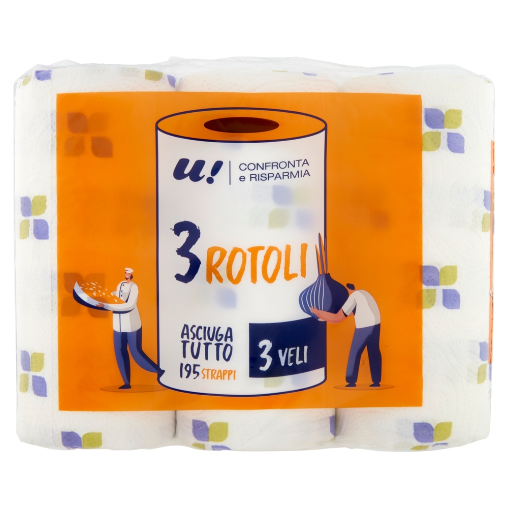 3 Rotoli Asciugatutto 3 Veli U! Confronta e Risparmia